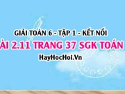Bài 2.11 SGK Toán 6 tập 1 Kết nối tri thức